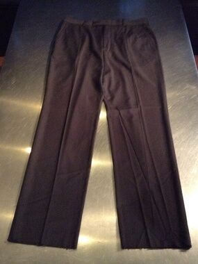 New DOC & AMELIA Select Men's 36 Dress Pants Black Pinstriped Unfinished Hem